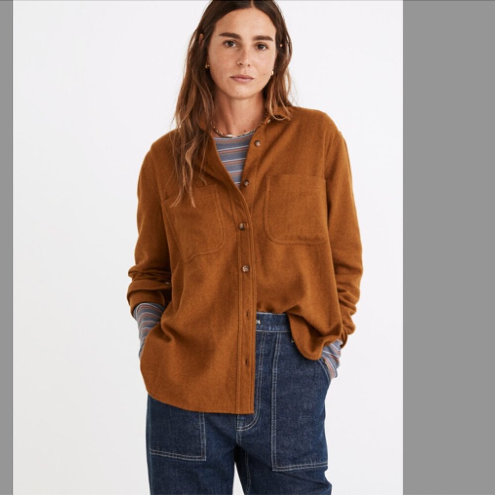 Madewell Flannel Oversized Ex-Boyfriend Swing Shirt / Size L / DRIED CEDAR